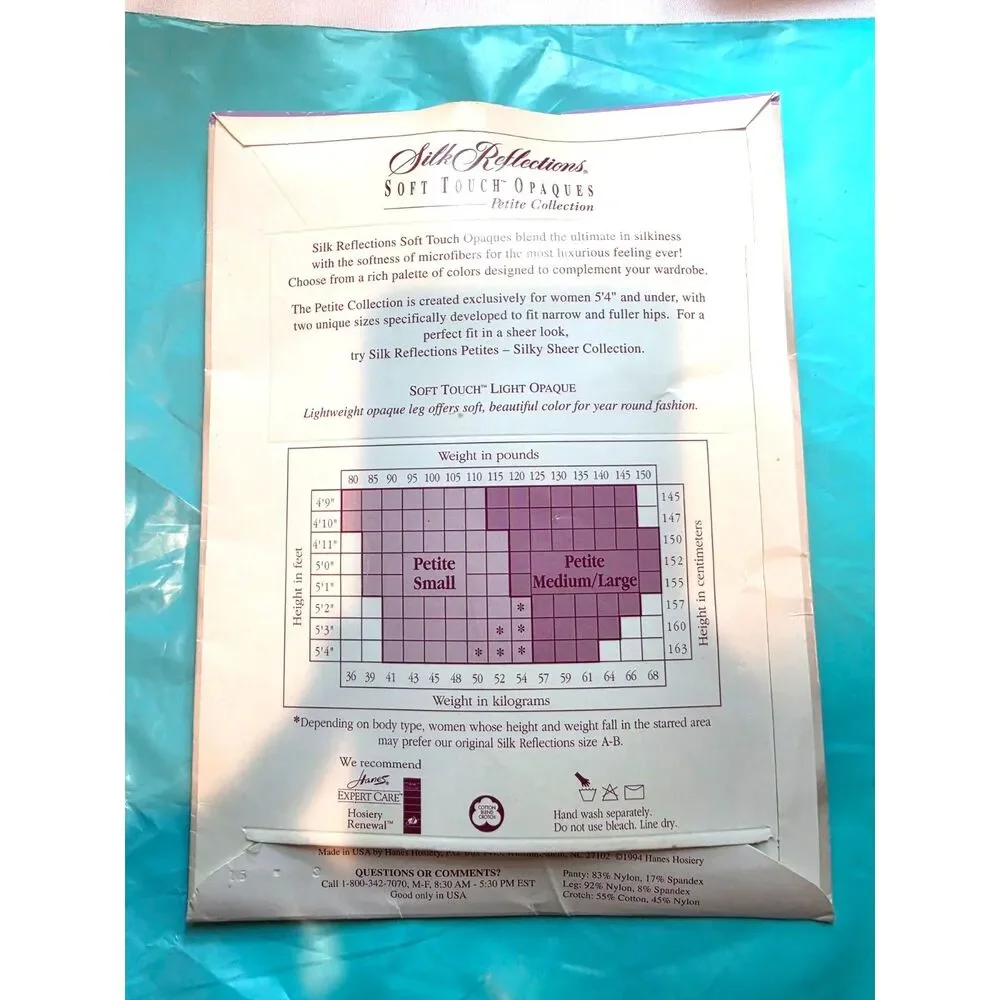 Vintage Hanes Silk Reflections Pantyhose Dark Navy Petite Small